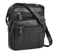 STILORD "Omar" Real Leather Shoulder Bag Mens Small Messenger Bag for 8.4 Inch Tablet Genuine Leather Cross-Body Bags with Adjustable Strap Travel Business Casual Daily Colour:Black