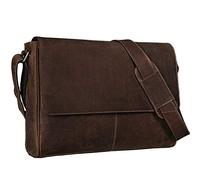 STILORD Oskar Genuine Leather Bag Men & Women Messenger Bag Shoulder Bag Classic Business Satchel Work Bag Brown, Colour:Middle Brown