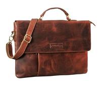 STILORD "Parker" Business Folder Leather Laptop Case for MacBook Sleeve Slim Briefcase Bag Conference Portfolio A4 Document Organizer Genuine Vintage Leather Colour:Porto - Cognac
