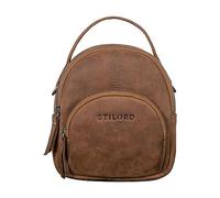 STILORD 'Polina' Women's Mini Daypack Leather XS City Backpack Daypack Small Leather City Backpack Small Mobile Phone Shoulder Bag Ladies Casual Bag, Colour:tarragona - Brown