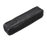 STILORD "Preston" Pencil Case Leather Vintage Pen Pouch Round Organiser Gift for Women Men Stationary Slim in Genuine Leather Colour:Black