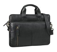STILORD "Raihn" Slim Leather Briefcase 13,3-14 inch Laptop Bag for Men Sleek Work Bag for Office Travel Business Laptop Case from Genuine Leather Colour:Black