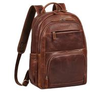 STILORD 'Ramiro' Genuine Leather Rucksack Mens 15.6-16 Inch Laptop Backpack for Men - Robust Back Pack with Many Compartments Backpacks Large with Trolley Strap, Colour:Kara - Cognac