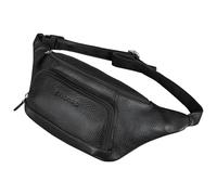 STILORD 'Raven' Genuine Leather Fanny Pack for Women Sling Chest Bag for Men - Elegant Cross Body Sling Bag with Adjustable Belt - Ideal as Festival Bag & Stylish Bumbag, Colour:Black
