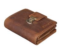 STILORD "Reese Elegant Leather RFID Wallet Men Ladies Zip Purse Vertical Zip up Aallet Anti Theft Genuine Leather Purse - Stylish Gift for Men and Woman with Gift Box Colour:Middle Brown