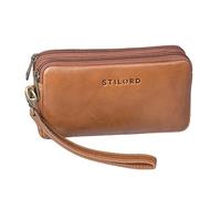 STILORD 'Richie' Mens Handbag Leather Small Stylish Wrist Bags for Money Travel Wallet Organiser Vintage Clutch Bag Made from Genuine Leather, Colour:Mocca - Dark Brown