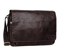 STILORD 'Rick' Vintage Shoulder Bag Leather Satchel Bag Laptop Bag 15.6 inches Messenger Bag Genuine Buff-Leather, Colour:Cognac Dark Brown