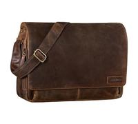 STILORD 'Rick' Vintage Shoulder Bag Leather Satchel Bag Laptop Bag 15.6 inches Messenger Bag Genuine Buff-Leather, Colour:Kansas - Brown
