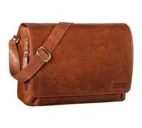 STILORD 'Rick' Vintage Shoulder Bag Leather Satchel Bag Laptop Bag 15.6 inches Messenger Bag Genuine Buff-Leather, Colour:maraska - Brown