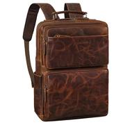 STILORD 'Roman' Mens Leather Backpack Laptop 15-15.6 Inch Large Rucksack Bag for Women Vintage Office School Backpack with Trolley Sleeve business backpack Real Leather, Colour:luino - brown