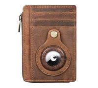 STILORD 'Sandro' 2-in-1Simple Airtag Wallet Mini RFID Blocker Genuine Leather Wallet with Coin Pocket Leather Purse Men Gentlemen's Wallet Air-tag Holder Key Case Wallet, Colour:Middle Brown