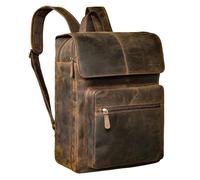 STILORD "Sangro" Leather Backpack for Men - 15.6-16 inch Laptop Bag with 2 Laptop Compartments Daypack Genuine Leather Flap Business Rucksack with Trolley Sleeve Colour:Colorado - Brown