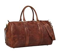 STILORD 'Santiago' Vintage Leather Travel Bag for Men & Womens Gym Bag 28L- Ideal Hand Carry Luggage Genuine Leather Carry on Weekend Bags for Short Trips & Business, Colour:Kara - Cognac