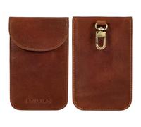 STILORD 'Savior' Leather Faraday Bag for Car Keys RFID Key Pouch Vintage Signal Blocking Case Anti Theft Remote Key Protection Slim Card Holder for Pocket Belt Backpack, Colour:Andorra - Brown