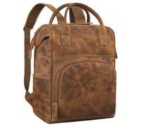 STILORD "Sia" Premium Ladies Backpack Leather Large - Multifunctional Genuine Leather Laptop Backpack for 15 15.3 Inch Laptop Notebook - Vintage Women's Backpack Colour:Bergamo - Brown