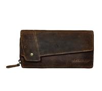 STILORD 'Sophia' Women Leather Wallet RFID and NFC Protection 15 Credit Card Slots and Gift Box, Colour:Sepia - Brown Plain