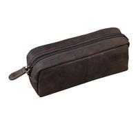 STILORD 'Spencer' Vintage Leather Pencil Case - Zipper Pouch - Organizer Roll-Up Pouch - Pen Case Genuine Leather, Colour:Dark - Brown