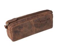 STILORD 'Spencer' Vintage Leather Pencil Case - Zipper Pouch - Organizer Roll-Up Pouch - Pen Case Genuine Leather, Colour:Calais - Brown