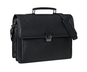 STILORD "Stanley Briefcase Men Leather with Lock for 17 Inch Laptop Business Bag Genuine Leather Vintage Mens Laptop Bag Large Shoulder Bag XL Colour:black plain