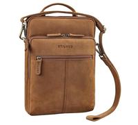STILORD 'Stellan' Slim Laptop Bag Leather 13,3-14 Inch Shoulder Bag Men and Women Shoulder Bag Business Bag Retro Notebook Bag Vintage Bag, Colour:tan - dark brown