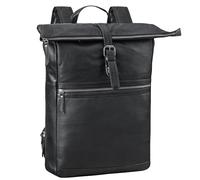 STILORD 'Tacoma' Leather Rolltop Backpack - Large Vintage Genuine Leather Rucksack for 17 Inch Laptop - Stylish Business Backpack for Men and Women, Colour:black