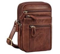 STILORD 'Tamo' Small Leather Shoulder Bag Mens - Crossbody, Belt Waist Bag, Carabiner & Neck Pouch | Multifunctional Genuine Leather Messenger with Long Strap, Colour:Kara - Cognac