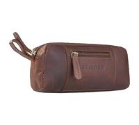 STILORD 'Ted' Leather Pouch Small Vintage Aesthetic Pencil Case Soft Glasses Case Make Up Bag Coin Purse Key Wallet Travel Accessory in Genuine Leather, Colour:Cognac Dark Brown