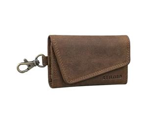 STILORD "Tinus" Key Holder Wallet with RFID Blocking Leather Key Pouch Vintage Card Holder with Snap Hook Key Organiser Genuine Leather Colour:Middle Brown