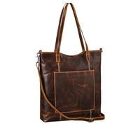STILORD 'Trixie' Ladies Large Leather Tote Bag With Zip Vintage Cross Body Bag Women Multi Pocket Shoulder Bag Big Shopper Bag Handbag Laptop 13 Inch For Work Uni School, Colour:luino - brown