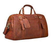 STILORD "Vega" Small Leather Holdall Genuine Leather Travel Bag for Men & Womens Cognac Brown Duffel Bag Vintage Weekend Overnight Handbag Sports Gym 34 L, 50 x 23 x 30