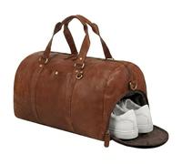 STILORD "Ventura" Large Leather Travel Duffle Bag for Men Weekender with Shoe Compartment Holdall 40L Carry-On Bag Weekend Bags Vintage Real Leather Gym and Trip Bag Colour:Brandy - Cognac