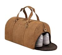 STILORD 'Ventura' Real Leather Weekender for Men and Women - Elegant Gym Duffel Large Holdall Carry-On Overnight Case Travel Bags Cabin Luggage Genuine Leather, Colour:tan - Dark Brown