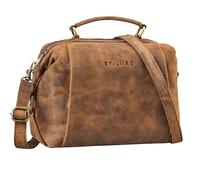 STILORD 'Vera' Vintage Leather Shoulder Bag Ladies Handbag Small Genuine Leather Bag Retro Ladies Handbags Antique Shoulder Bag Genuine Leather, Colour:sepia - brown