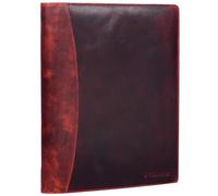 STILORD 'Vincent' Vintage Conference Folder Leather Brown Business Map Brown A4 Punched Pad Portfolio Document Folder fit for 13,3 MacBooks Genuine Leather, Colour:Kara - red