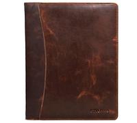 STILORD 'Vincent' Vintage Conference Folder Leather Brown Business Map Brown A4 Punched Pad Portfolio Document Folder fit for 13,3 MacBooks Genuine Leather, Colour:Kara - Cognac