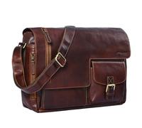 STILORD Vintage Messenger Bag Leather Mika 14 Liters Colour:Cognac Dark Brown