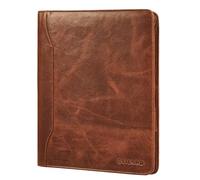 STILORD "Wesley" Elegant Document Portfolio A4 Genuine Leather Folder with Zipper - Cognac Organizer Personal Agenda Pockets for Tablets 13 Inch for Office & Meetings