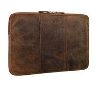 STILORD 'Wilson' Leather Laptop Sleeve 13.3 Inch for MacBook Vintage Case Cover Organizer for 13 and 14 inch Tablet iPads Notebook A4 in Genuine Leather, Colour:Middle Brown