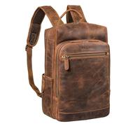 STILORD 'Yuki' Leather Backpack Men Business Vintage Backpacks for 13,3 inch MacBook Laptop Bag Modern Daypack for Work Office Genuine Leather, Colour:middle brown