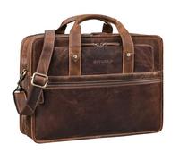 STILORD 'Yves' Large Leather Briefcase Men for 15,6 inch Notebooks DIN A4 Portfolio Satchel Teacher's Bag Genuine Cowhide Leather, Colour:Soria - Brown
