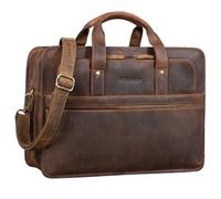 STILORD 'Yves' Large Leather Briefcase Men for 15,6 inch Notebooks DIN A4 Portfolio Satchel Teacher's Bag Genuine Cowhide Leather, Colour:Middle Brown