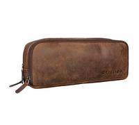 STILORDD 'Flo' Leather Pencil Case Large Pencil Holder Small Pouch Bag Pencil Box Pencilcase Vintage Aesthetic Pencil Cases, Colour:Zamora - Brown
