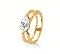 StiloVero Dew of Dawn Moissanite Ring - Thick 18K Gold Plated Solid 925 Sterling Silver for Long Lasting Shine, Certified Lab Created Moissanite, Dazzling Fire, Luxurious Gift Box - Perfect for