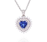 StiloVero Heart of the Ocean Necklace - Lab Created Blue Sapphire and Moissanite Pendant Necklace 18K White Gold Plated 925 Sterling Silver Titanic Inspired Jewelry Gift for Women
