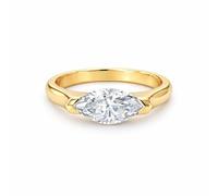 StiloVero Marquise Cut Ring for Women, Thick 18K Gold Plated on 925 Sterling Silver for Long Lasting Shine, Luxury Gift Box - Ideal for Engagement, Anniversary or Birthday, Sterling Silver with 18K