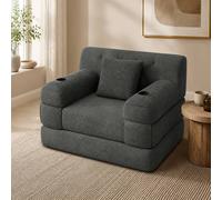 STILVORA 1-Seater Sleeper Sofa with Cup Holders & Storage Pockets in Dark Grey STILVORA Dark Grey