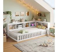 STILVORA 3ft Single Floor Bed Frame with Storage & USB, White STILVORA White Single