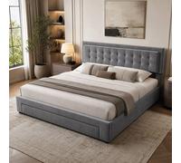 STILVORA 4ft6 Double Ottoman Bed with Storage & USB, Grey STILVORA Grey Double
