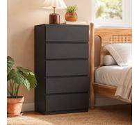 STILVORA 5-Drawer Chest of Drawers with Handle-Free Design in Black STILVORA Black