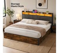 STILVORA 5ft King Ottoman Bed with LED, USB & Storage STILVORA Multicolor King